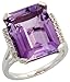 14 Karat Weissgold Grosser Steinen Ring, mit 0.10 Karat Brilliantschliff Diamanten & 11.43 Karat 16x12mm Smaragdschliff Amethyst Stein, (16mm) breit