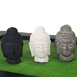 Set of 3 Mini Stone Buddha Head Statues