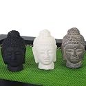 Set of 3 Mini Stone Buddha Head Statues