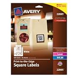 Avery Permanent Square Label, White, Inkjet/Laser 1.5 x 1.5-Inches, Pack of 600, Use for QR Codes and Branding Your Packaging (22805)