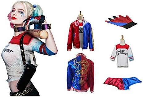 DC Comics Suicide Squad Harley Quinn Costume 4PC Panties Set Movie Halloween (L)