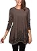 DJT Women's Scoop Neck Long Sleeve Stretchy Irregular Hem Casual Blouse