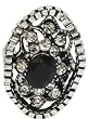 Funky Fashion Gunmetal chain, Black & Ice Crystal Fashion Ring - Adjustable Back
