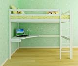Hochbett Etagenbett aus Holz inkl. Schreibtisch + Lattenrost 200x90 cm WEISS
