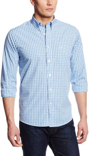 Dockers Men's Framed Gingham Long Sleeve Woven, Meridian Blue, XX-Large