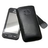 Original Suncase Leder Etui Tasche speziell fuer Samsung GT S5230 Star / S-5230 / Lasche mit Rueckzugfunktion / Schwarz