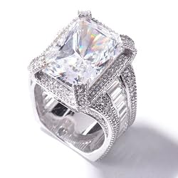 Michael Valitutti Sterling Silver / Platinum Radiant Cut CZ Dazzling Ring - SZ 5