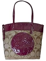 Hot Sale Coach Laura Signature Tote Handbag Purse 18335 Berry Patent Leather