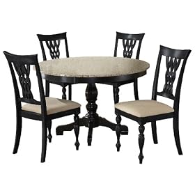 Hillsdale Embassy Round Pedestal 5-Piece Dining Set with Granite Top, Rubbed Black, Set... by Hillsdale Furniture