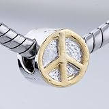 Golden Peace Logo European Beads Gift - Pandora Bead & Bracelet Compatible