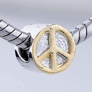 Buy Pandora Style Charm Bead Golden Peace Logo Gift European Beads by Pugster