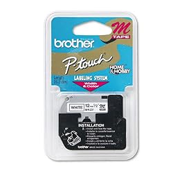 M Series Tape Cartridge For P-Touch Labelers, 1/2W, Black On White