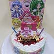 ★スマイルプリキュア・キャラデコ!・生クリーム苺デコレーションケーキ5号スライス苺2段サンド(バースデーオーナメント・キャンドル6本付き)