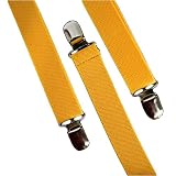 VIBRANT YELLOW STRETCH ELASTIC CLIP BRACES SUSPENDERS