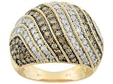 10KT 1.50CTW CHOCOLATE AND WHITE DIAMOND DOME RING