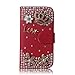 ArmyBee inc(TM) Samsung Galaxy S4 i9500 Bling Red Crystal Love Crown Premium PU Leather Flip Wallet Case Cover Design for Girls With Card Holder / Accessory Slots (Fits: Samsung Galaxy S4 / i9500, Package includes: 1 X ArmyBee(TM) Screen Protector)