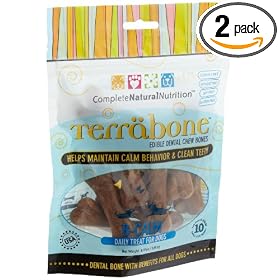 Complete Natural Nutrition Terrabone B-Calm Daily Treat for Dogs, 10-Count Small Size Bones (Pack of 2)