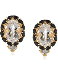 Yellow Gold Overlay Sterling Silver 10x14mm Oval Crystal Earrings