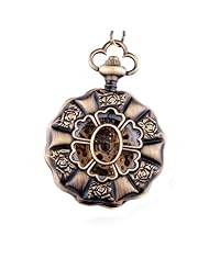 Steampunk Rose Pocket Watch Chain Mechanical Hand Wind Full Hunter Value Quality - PW16