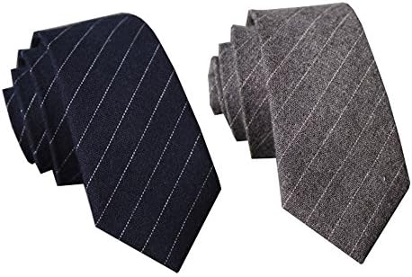 Casual Men's Neckties Arrow Type Ties Material Cotton Size 145CM6CM Come with Black Gift Box (Grey&amp;Dark Blue)