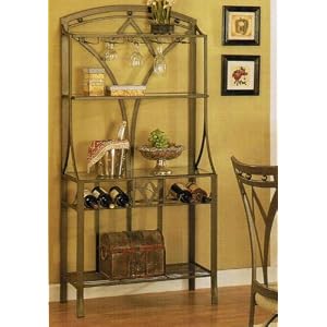Baker's Rack with Wine Storage - Bronze Finish by visiondecor Furniture
