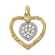 18K Two-Tone Gold Diamond Heart Pendant