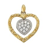18K Two-Tone Gold Diamond Heart Pendant