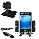 Gomadic for the Dell Axim x51 - Dell Axim x51 Auto Bean Bag Dash Holder with Car Charger - Uses Gomadic TipExchange