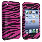 Hot Purple Pink and Black Zebra Animal Skin Design Snap-On Cover Case Cell Phone Protector for Apple iPhone 3G 2nd Generation