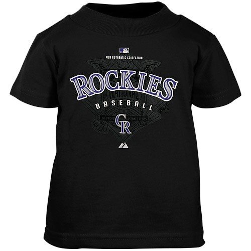 Buy Majestic Colorado Rockies Black Toddler Momentum T-shirt by Football Fanatics