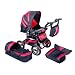 Luxus Kombi Kinderwagen in schwarz/rot