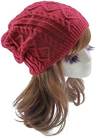 Jelinda Women Warm Knitted Crochet Slouch Baggy Beanie Hat Cap (Red)