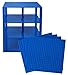 Strictly Briks Compatible with Lego 4 Pack Classic Stackable Baseplates 10x10 in, Building Bricks Plates with 32 x 32 Studs, Towers, Shelves, 4 Plates & 30 Stackers, Blue
