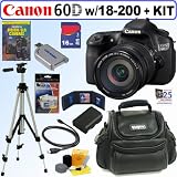 Canon EOS 60D 18 MP CMOS Digital SLR Camera with EF-S 18-200mm f/3.5-5.6 IS Standard Zoom Lens + 16GB Deluxe Accessory Kit