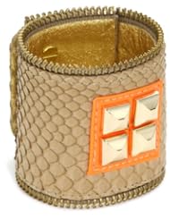 Ted Rossi "Extreme Neon" Python Mini Pyramid Zipper Soft Cuff Bracelet
