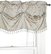 Regal Home Collections Windsor 54-Inch by 22-Inch Scroll Damask Tuck Valance with Fringe, Blue