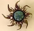 Glass and Metal Handcrafted Sun Face Candle Holder Wall Sculpture