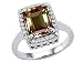 3.34 cts Genuine Large Emerald Cut Smoky Quartz and Diamond Ring. - 14kt White or Yellow Gold