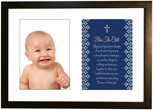 KidSakes 'Bless This Child' Baby Keepsake Photo Frame - Newborn / Christening / Baptism / Baby Shower / Grandparent / Godparent gift - Personalize with own 5'' x 7'' photo