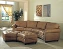 Traditional Style Beige Color Top Grain Leather Media Sectional Sofa