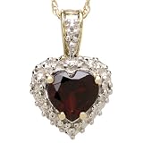 10k Yellow Gold Heart Shaped Garnet and Diamond Pendant