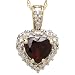 10k Yellow Gold Heart Shaped Garnet and Diamond Pendant