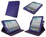 rooCASE Dual-View Multi Angle (Purple) Genuine Leather Folio Case Cover for Apple iPad 3 / The new iPad / iPad 2 (Automatically Wakes and Puts the iPad to Sleep)
