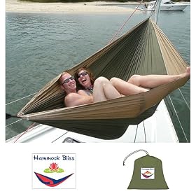 Click here to buy Hammock Bliss Double - XL Portable Hammock - 100 Rope Per Side Included - Ideal For Camping,....