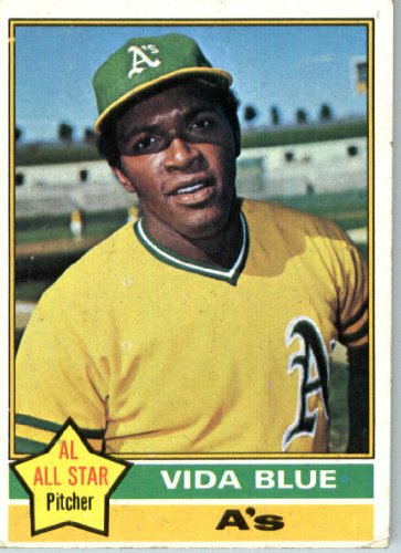 1976 Topps #140 Vida Blue Oakland Athletics Baseball Card In a Protective Screwdown Display Case