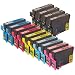Epson T077 Set of 14 Compatible Ink Carts. w/ Improved Chip for R280, RX595, & RX680: 4 Black & 2 Cyan, Magenta, Yellow, Light Cyan, Light Magenta by 4inkjets/LD