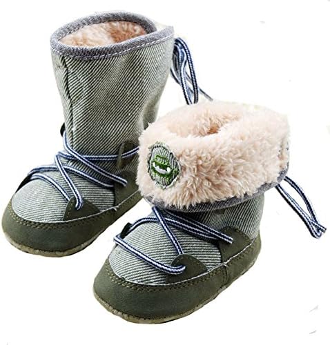 Merrym Soft Sole Anti-Slip Warm Winter Prewalker Toddler Boots 12-18 Months Green