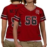 NCAA North Carolina State Wolfpack #56 Women's Stadium Football Jersey-Red (Large)