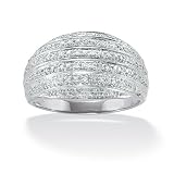 PalmBeach Jewelry Platinum Over Sterling Silver Diamond Accent Multi-Row Dome Ring