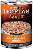 Purina Pro Plan Wet Dog Food, Savor, Adult Chicken & Rice Entr&eacute;e Classic, 13-Ounce Can, Pack of 12